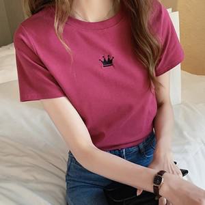 흰티 티셔츠 라운드 슬림 면 여자 반팔 무지티 여성 이너 기본 여름