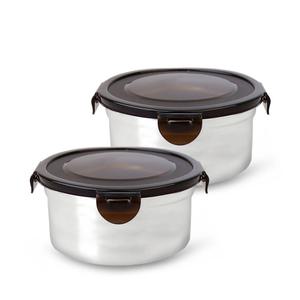 스텐 밀폐용기 원형 800ml 2P / 반찬통 보관용기