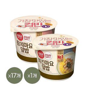 [CJ제일제당][1등 컵밥] 햇반 컵반 참치마요덮밥 204g x17개+치킨마요덮밥 233g x1개
