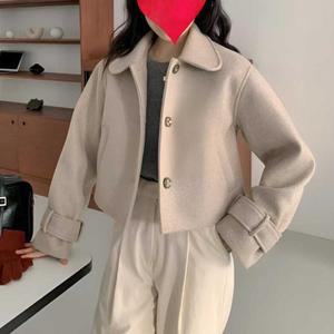 [HYIJXKKX_4B]싱글 숏코트 카라넥 가을겨울 데이트룩
