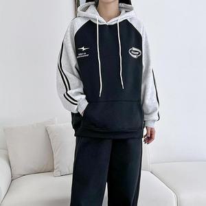 [라일리의류] Rly GAA ND744 여자 겨울 오버핏 배색 두줄 기모 후드티