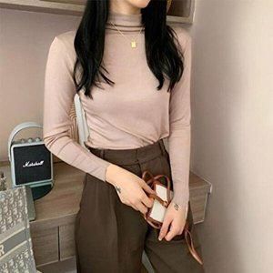 [셀러허브 1][HYIJWOJL_4B]심플 반폴라 여자 목폴라 가을 긴팔티