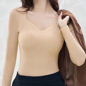 여성내복 여성 티셔츠같은 내복상의 브라패드내장 슬림 내의 여자내복