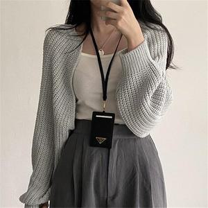 여성 볼레로 오버핏 가오리 긴팔 숏 가디건 크롭 니트