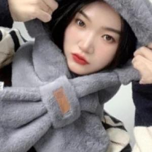 [BZJL8NPK_4C]소프트퍼 후드머플러 방한털모자 목도리