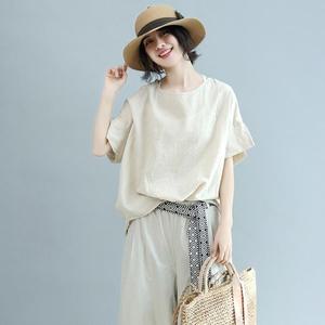 [라일리] Rly S62020 루즈핏 면 마 블라우스 통바지 코디 선택