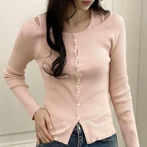 아트박스/신상오픈런 슬렌더룩 크루넥 슬림핏 봄가디건 긴팔니트 1개
