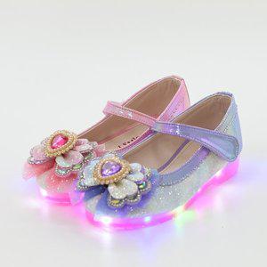 리틀 나비 진주 유아동 키즈 주니어 여아 LED 구두