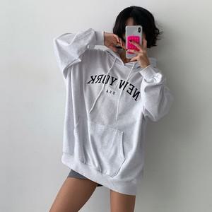 여자 필기체 캠퍼스룩 큰사이즈 후디 크로쉐 주머니 티셔츠
