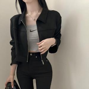 스웨이드 고퀄리티 집업 자켓 크롭 봄옷 (3ct3w)