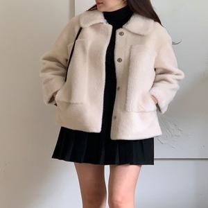 리얼 양털 시어링 자켓 [아이보리]