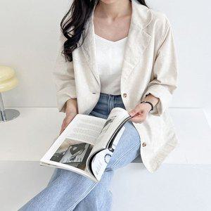 여성 여름아우터 블렌딩 오버핏 린넨자켓 (WFGOPZU)