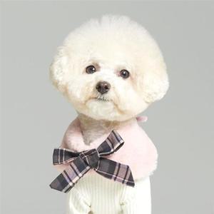 예쁜옷 강아지 겨울 의상 포인트 케이프 리본 따뜻 패션 핑크
