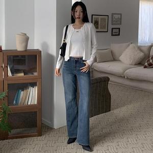 여자 본딩기모 부츠컷 검정진 겨울 청바지