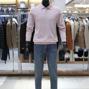 [바쏘](의정부점)homme 25 NEW 데일리 면혼방 와플조직 포인트 카라니트 티셔츠 멜란지핑크