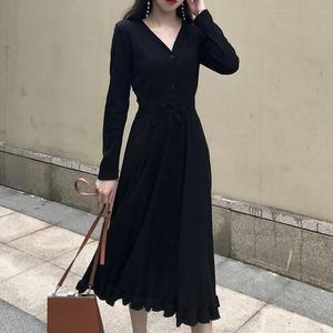 [JH338Q34_51]원피스 골지 프릴 플레어라인 오피스룩