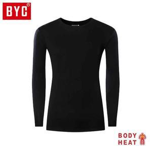 [HY6H458J_51HC]BYC 남성 보디히트 베이직 U넥 긴팔티 검정