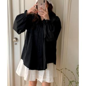 봄 가을 레이스 스트라이프 블라우스 긴팔 러블리 셔