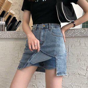 [옷자락]여성 활동성 편한 트임 포인트 데일리 데님 치마바지_P345741946
