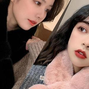 무스탕 한파 짧은 미니머플러 리본 털목도리