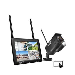 [2K&2 WAY 오디오 & 플러드라이트] 톤톤 휴대용 LCD 보안 카메라 시스템 무선, 7인치 IPS 터치스크린 모니터(배터리 포함), 4CH NVR 및 1PCS 3MP 스포트라이트 IP 카메라(PIR 센서 32GB SD 카드 포함