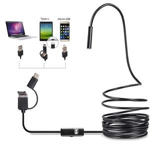 소프트 와이어 USB 내시경 카메라, 7mm 내시경, 6 LED 조명 렌즈, 3 in 1 TYPE-C OTG 마이크로 USB, IP67