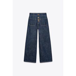 [국내발송] ZARA 여성 JEANS Z1975 CULOTTE 하이웨이스트 버튼 - 블루 323304