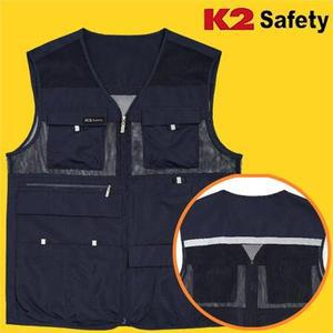 K2 세이프티 봄 가을 여름 남자 작업 조끼 근무 회사 단체 근무복 메쉬 망사 주머니 작업복 작업용 반사띠