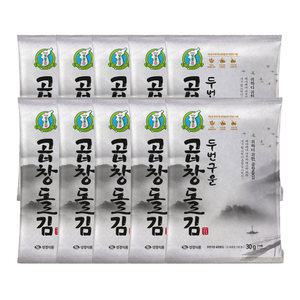 지도표 성경김 두번구운 곱창돌김 30g(10매) X 10봉 무조미 곱창김