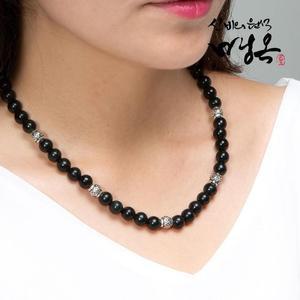 [JHQSV6UU_52CC]흑녹옥 은볼 건강목걸이 10mm