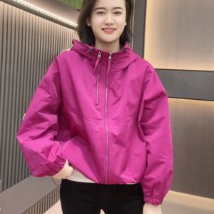 바람막이 봄 여름 경량 점퍼 잠바 자켓 재킷 자른 유행 여성 가을 어 버전 디자인 감각 긴 다 후드 루즈핏