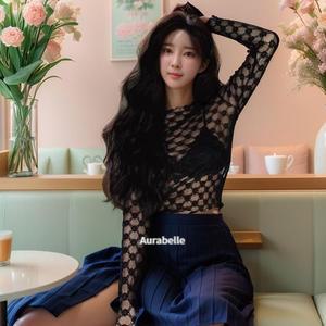 [오노마] ONM 아우라벨르 블랙 꽃자수레이스 레이어드탑티셔츠