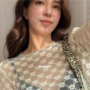 [오노마] ONM 아우라벨르 아이보리 꽃자수레이스 레이어드탑티셔츠