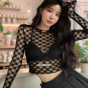 [오노마] ONM 아우라벨르 꽃자수 레이스 레이어드탑 시스루티셔츠