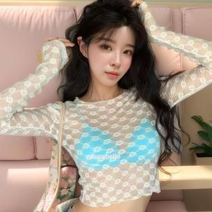 [오노마] ONM 아우라벨르 화이트 꽃자수레이스 레이어드탑 티셔츠
