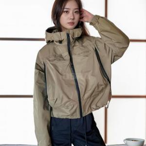 여성 후드 트렌치코트 OSRA 디자인 바람막이 루즈핏 트렌드 코트 짧은