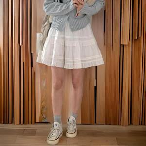 아트박스/신상오픈런 여성용 러블리 레이스 펀칭 프릴 미니 스커트