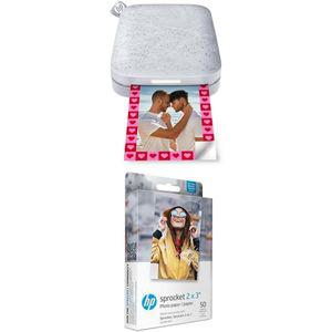 HP Sprocket 포터블 2x3인치 인스턴트 포토 프린터 Zink Sticky-Backed Paper iOS 및 안드로이드 장치 인쇄