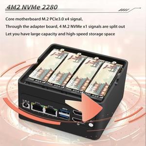 미니 NAS 서버, 핫 4 x NVMe, 듀얼 LAN, HDMI 2.0,USB3.2 Gen2, 지지대 BT5.4, WiFi6, 베이 N100 i3 포켓 P
