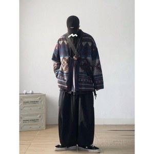 풍 블루 보헤미안 가디건 네이비 남녀공용 에스닉 아우터