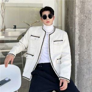 남성 빅사이즈 트위드 M 가디건 화이트 재킷