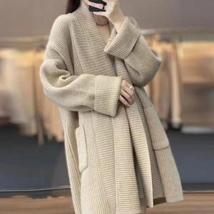 여성 가디건 롱 아우터 가디건 니트 오버핏 카디건