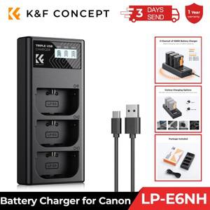 K & F Concept LP-E6NH 충전기, 캐논 EOS R5 R6 R7 5D 6D 7D Mark II 카메라 충전기, LCD 디스플레이 포함,