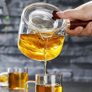 우드손잡이 엔틱 차포트 유리 티포트 티팟 티폿 400ml 유리주전자 유리차보트 유리티보트 유리차우림
