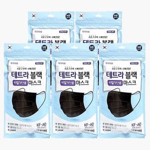 [보리보리/땡큐온]국산 테트라 비말차단 마스크 블랙 대형 10매 x5개