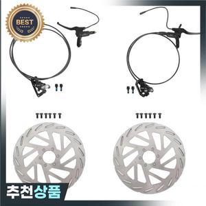전자 자전거 유압 브레이크  왼쪽 800mm 케이블 오른쪽 로터가 된 디스크 키트