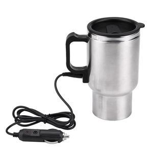 자동차용 전기 컵 12V 450ml 자동차 전기 주전자 자동차용 스테인리스 스틸 여행용 난방 컵 커피 찻잔 머그