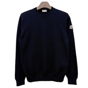 [더팩토리](당일) 25SS 몽클레어 로고 패치 코튼 라운드넥 니트 스웨터 / 네이비 블루 (9C00007 M1367 779)