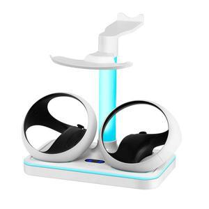 VR 용품 게임패드 충전 스탠드  도크  RGB 조명 저장 제품 PS VR2 조이패드용 헤드셋 액세서리