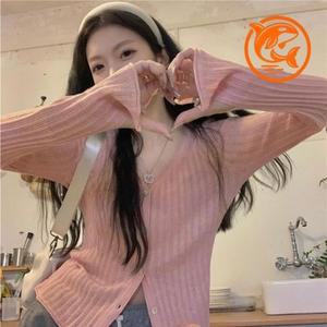 트렌디 브이넥 여름 비치룩 여성가디건 시스루 (3msYW)